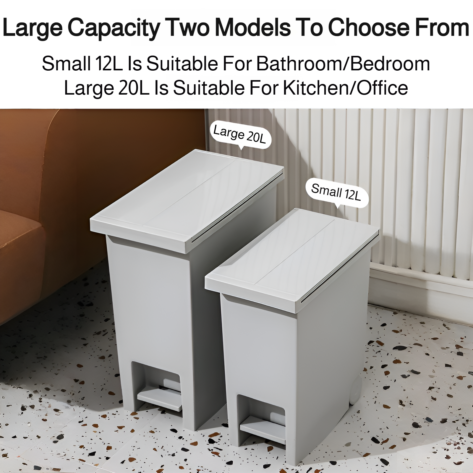 Large, silent household trash can, foot-operated, thickened storage bucket for kitchen, living room,