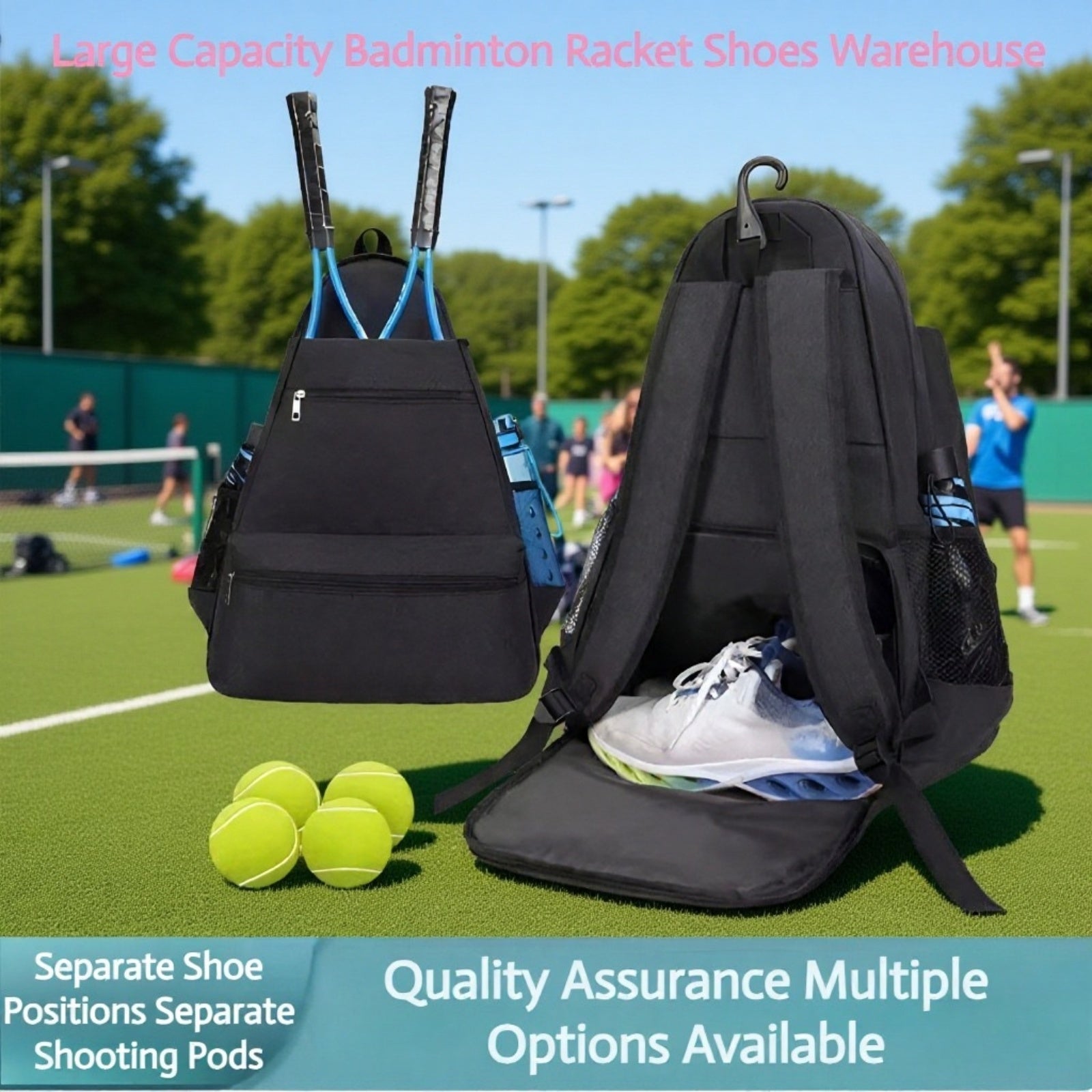 Cross-border spot tennis racket storage bag outdoor badminton bag dedicated shoe compartment pickleb