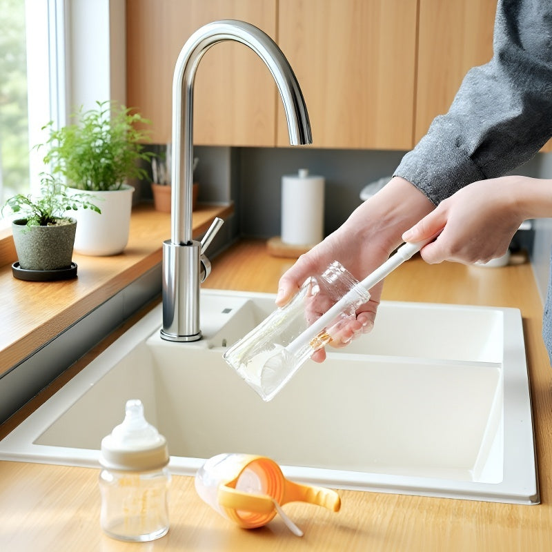 Multifunctional foldable long handle silicone cup cleaning brush