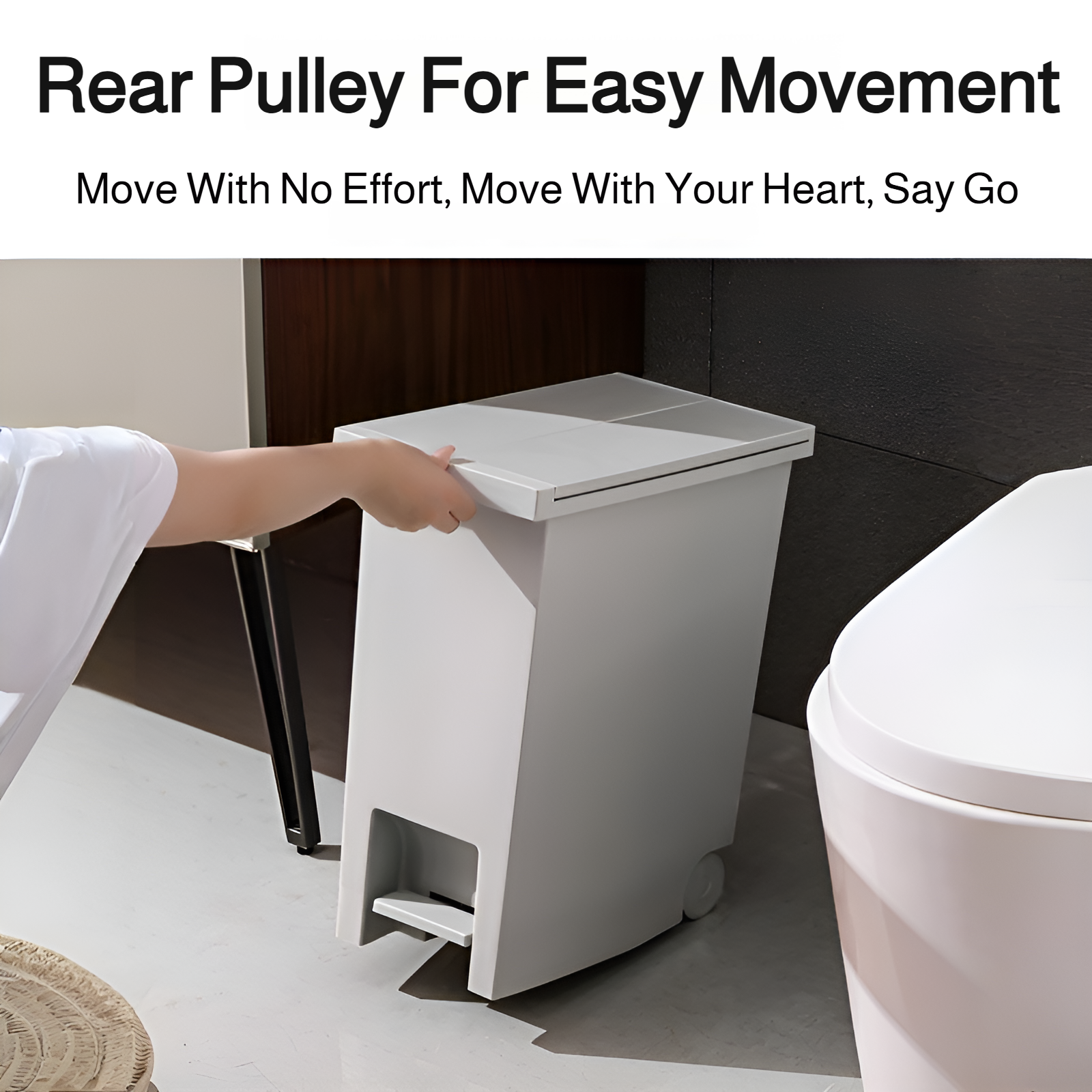 Large, silent household trash can, foot-operated, thickened storage bucket for kitchen, living room,