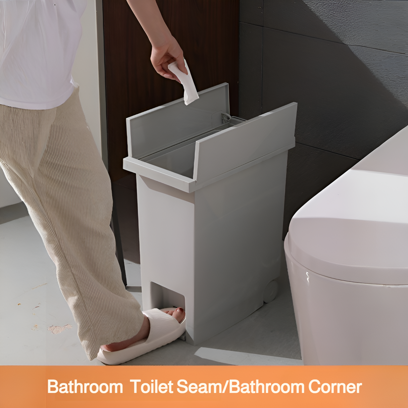 Large, silent household trash can, foot-operated, thickened storage bucket for kitchen, living room,